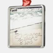 Oranje Beach Alabama Sandwriting Beach Waves Words Metalen Ornament (Links)