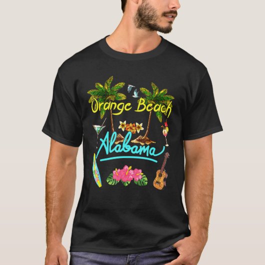 Oranje Beach Alabama Summer Palm Surf Sun Set Palm T-shirt (Voorkant)