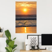 Oranje Beach Sunrise Bird Vist Poster Florida (Thuiskantoor)