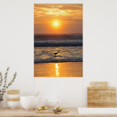 Oranje Beach Sunrise Bird Vist Poster Florida (Keuken)