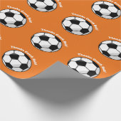 Oranje Bedankt Coach Voetbal Wrapping Paper Cadeaupapier (Hoek)