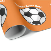 Oranje Bedankt Coach Voetbal Wrapping Paper Cadeaupapier (Rol Hoek)