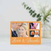 Oranje Bedankt Wedding 3 Foto modern Briefkaart (Staand voorkant)