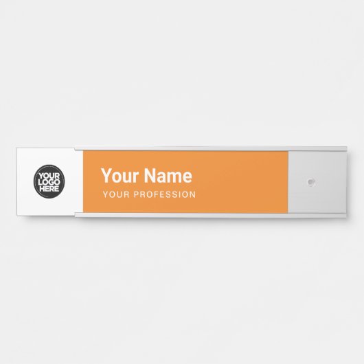 Oranje Bedrijfs Logo Naam Beroeps Deurbordje (Voorkant)