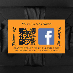 Oranje bedrijfsnaam qr code Facebook Rechthoekige Sticker