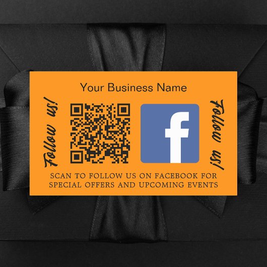 Oranje bedrijfsnaam qr code Facebook Rechthoekige Sticker