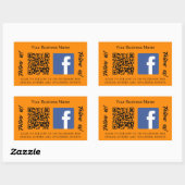 Oranje bedrijfsnaam qr code Facebook Rechthoekige Sticker (Vel)