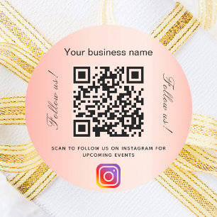 Oranje bedrijfsnaam qr code instagram ronde sticker
