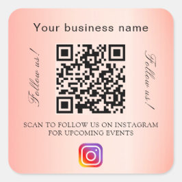 Oranje bedrijfsnaam qr code instagram vierkante sticker