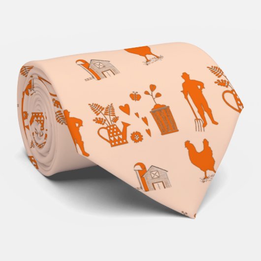Oranje bedrijfspatroon in de landbouw stropdas (Opgerold)