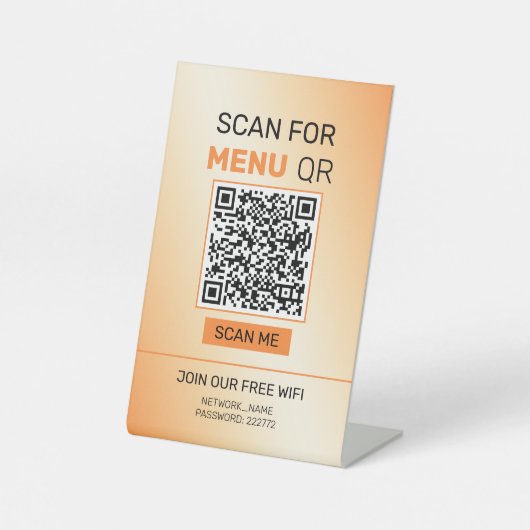 Oranje & beige Achtergrond Pedestal Sign Reclamebord Met Voetstuk (Voorkant)