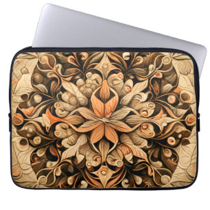 Oranje beige bruine decoratie esthetische achtergr laptop sleeve