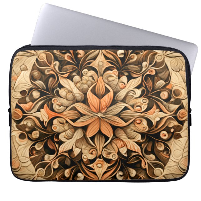 Oranje beige bruine decoratie esthetische achtergr laptop sleeve (Voorkant)