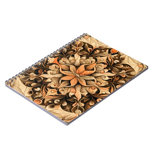 Oranje beige bruine decoratie esthetische achtergr notitieboek (Linkerzijde)