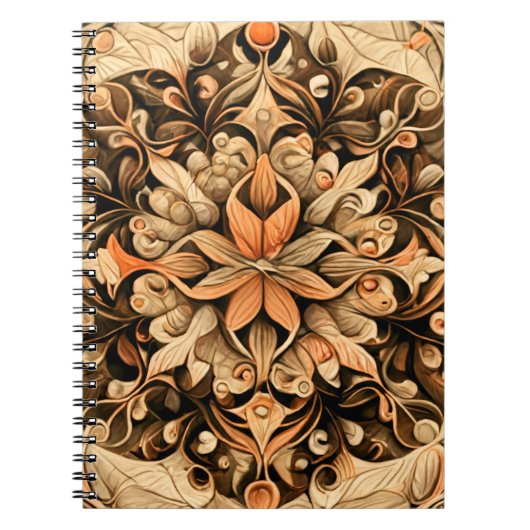 Oranje beige bruine decoratie esthetische achtergr notitieboek (Voorkant)