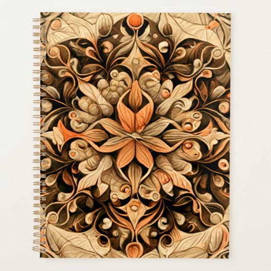 Oranje beige bruine decoratie esthetische achtergr planner (Voorkant)