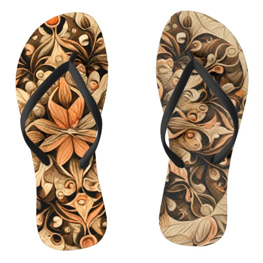 Oranje beige bruine decoratie esthetische achtergr teenslippers (Voetbed)