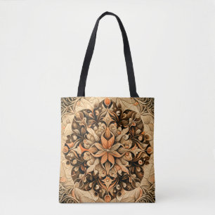 Oranje beige bruine decoratie esthetische achtergr tote bag