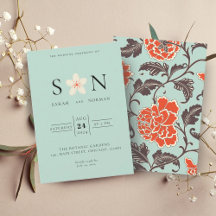 ORANJE BEIGE PIOENEN CHINOISERIE