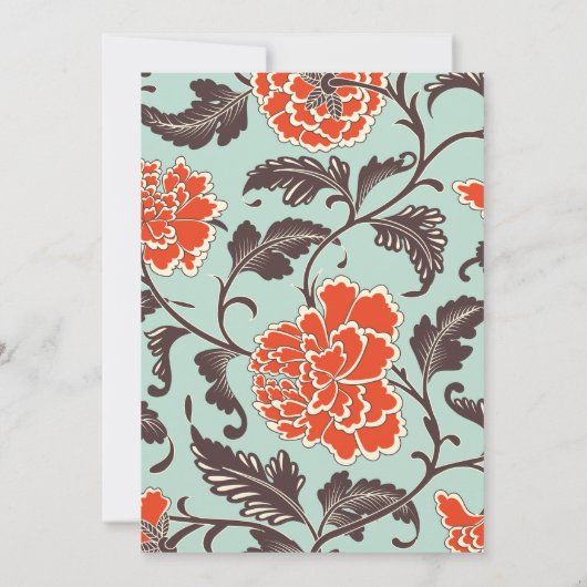 ORANJE BEIGE PIOENEN CHINOISERIE KAART (Achterkant)