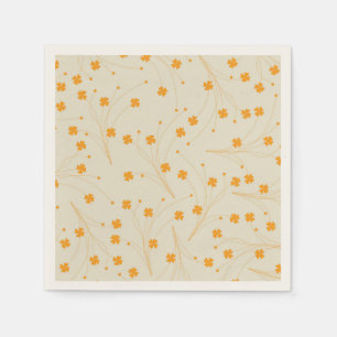 Oranje Beige Retro Y2K 70s Bloem Patroon Servet