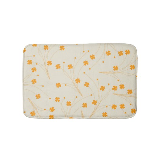 Oranje Beige Retro Y2K 70s bloempatroon Badmat (Voorkant)