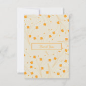 Oranje Beige Retro Y2K 70s bloempatroon Bedankkaart (Achterkant)