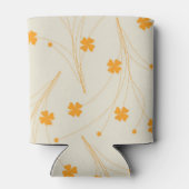 Oranje Beige Retro Y2K 70s bloempatroon Blikjeskoeler (Achterkant)