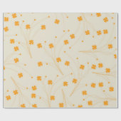 Oranje Beige Retro Y2K 70s bloempatroon Cadeaupapier (Vlak)