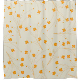 Oranje Beige Retro Y2K 70s bloempatroon Douchegordijn