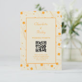 Oranje Beige Retro Y2K 70s bloempatroon Informatiekaartje (Staand voorkant)