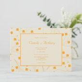 Oranje Beige Retro Y2K 70s bloempatroon Kaart (Staand voorkant)