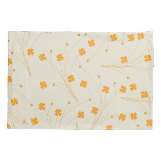 Oranje Beige Retro Y2K 70s bloempatroon Kussensloop (Achterkant)