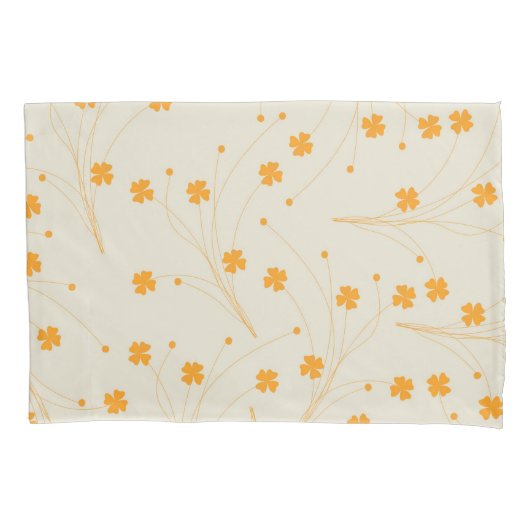 Oranje Beige Retro Y2K 70s bloempatroon Kussensloop (Voorkant)