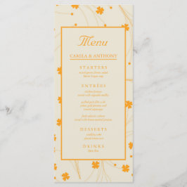 Oranje Beige Retro Y2K 70s bloempatroon Menu