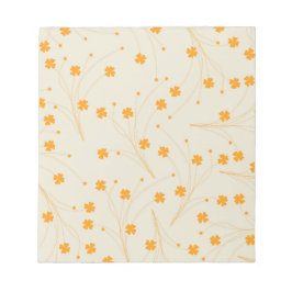 Oranje Beige Retro Y2K 70s bloempatroon Notitieblok