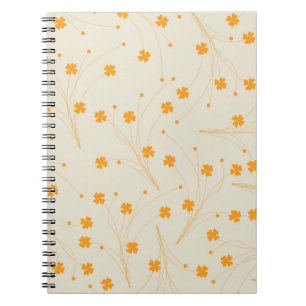 Oranje Beige Retro Y2K 70s bloempatroon Notitieboek