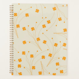 Oranje Beige Retro Y2K 70s bloempatroon Planner