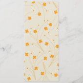 Oranje Beige Retro Y2K 70s bloempatroon Programmakaart (Achterkant)