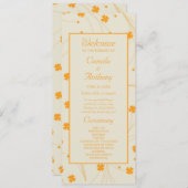 Oranje Beige Retro Y2K 70s bloempatroon Programmakaart (Voorkant / Achterkant)