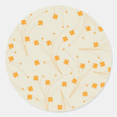 Oranje Beige Retro Y2K 70s bloempatroon Ronde Sticker (Voorkant)