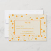 Oranje Beige Retro Y2K 70s bloempatroon RSVP Kaartje (Voorkant)