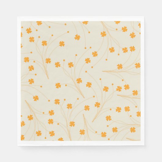 Oranje Beige Retro Y2K 70s bloempatroon Servet (Voorkant)