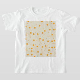 Oranje Beige Retro Y2K 70s bloempatroon T-shirt