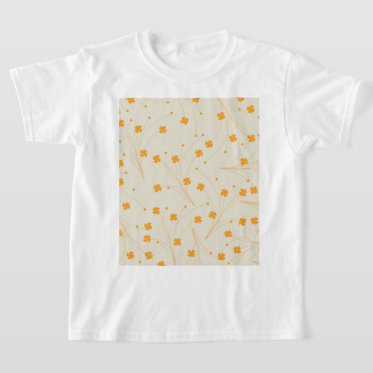 Oranje Beige Retro Y2K 70s bloempatroon T-shirt (Laagn)