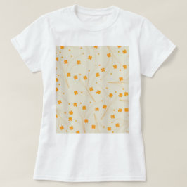 Oranje Beige Retro Y2K 70s bloempatroon T-shirt