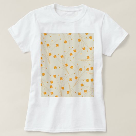Oranje Beige Retro Y2K 70s bloempatroon T-shirt (Design voorkant)