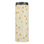 Oranje Beige Retro Y2K 70s bloempatroon Thermosbeker (Achterkant)
