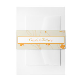 Oranje Beige Retro Y2K 70s bloempatroon Uitnodigingen Wikkel