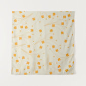 Oranje Beige Retro Y2K 70s bloempatroon Wandkleed (Voorkant (horizontaal))